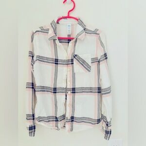 Justice girls plaid button down flannel. Size 6/7